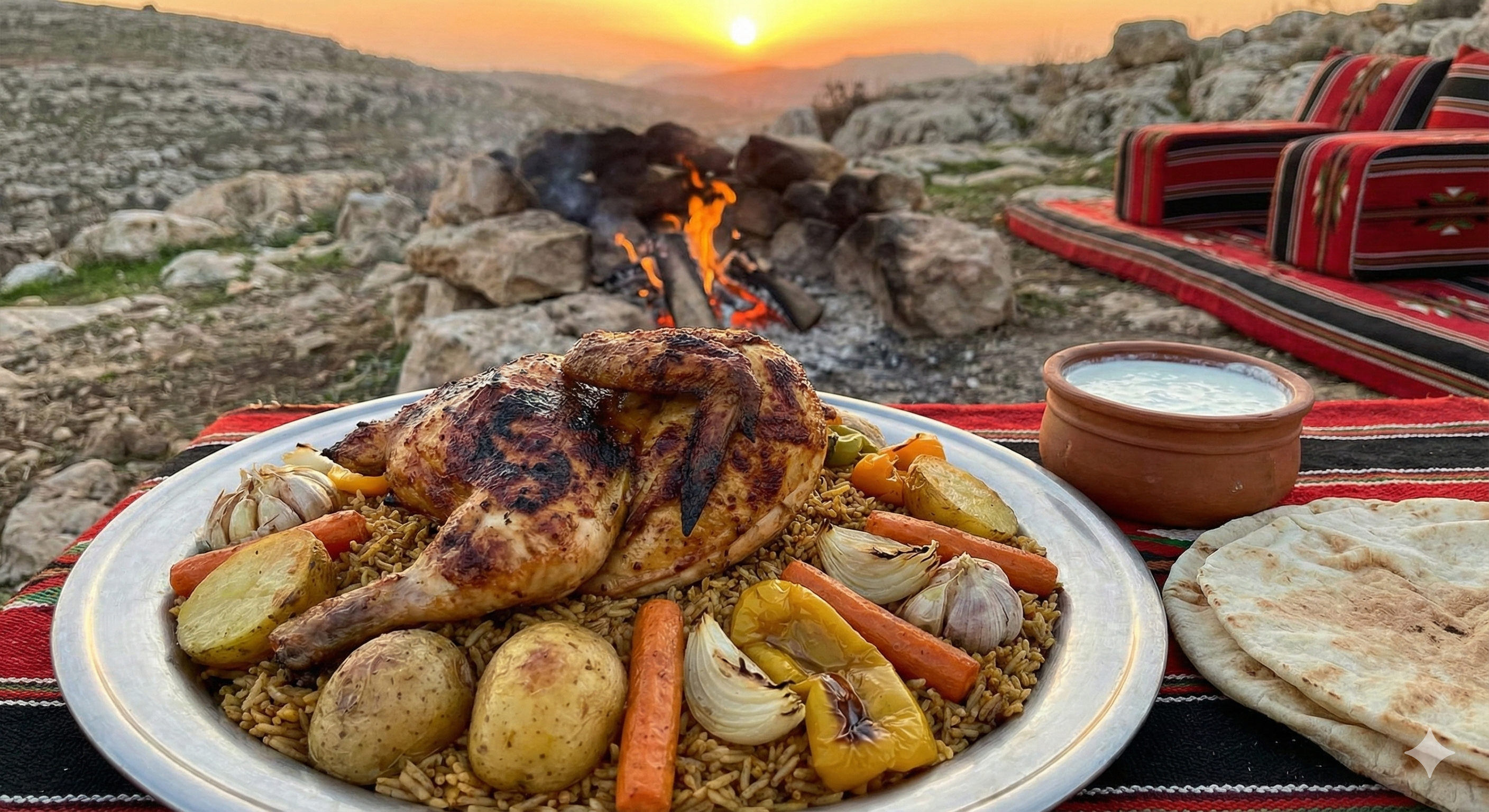 نصف دجاج بالزرب مع خضار